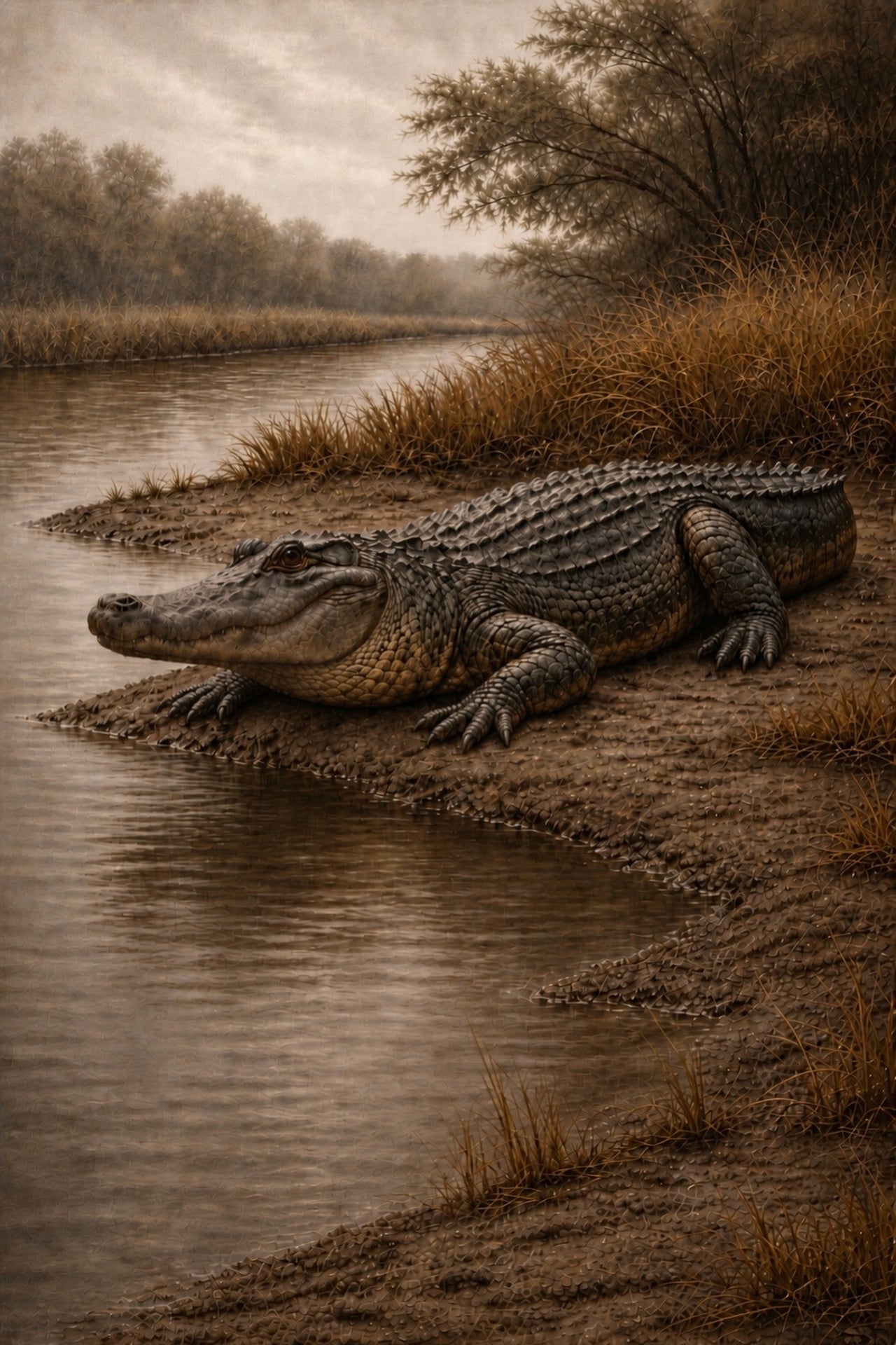 American Alligator Wall Art | Lowcountry Marsh Wildlife Print | South Carolina Naturalist Artwork