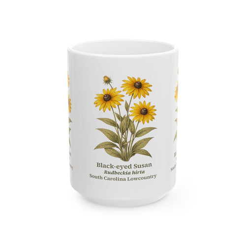 Black-eyed Susan Ceramic Mug | Floral Botanical Coffee Cup | 11oz & 15oz