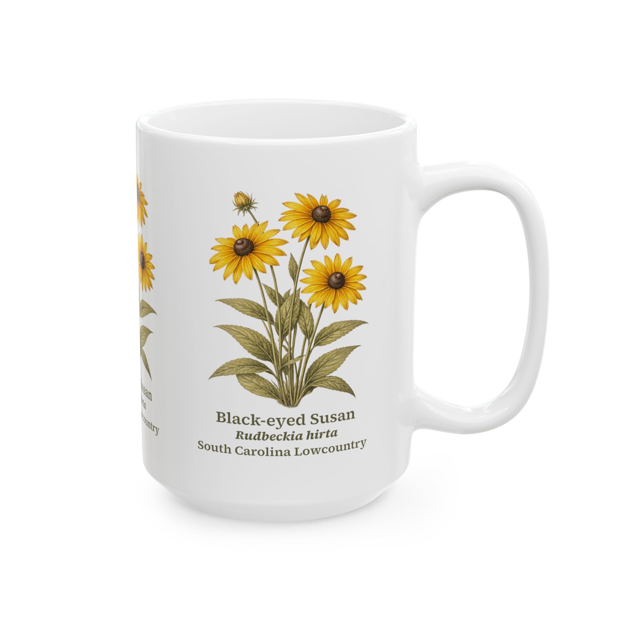 Black-eyed Susan Ceramic Mug | Floral Botanical Coffee Cup | 11oz & 15oz