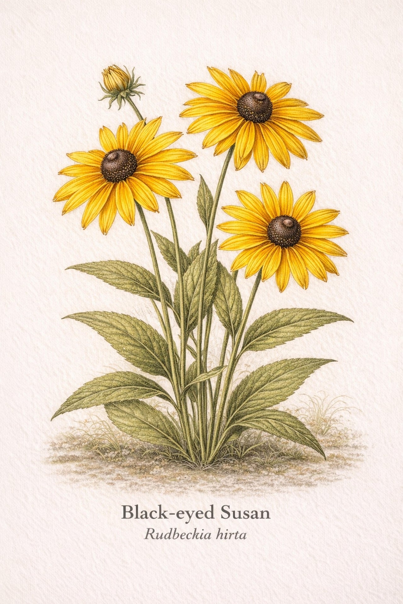 Black-eyed Susan Wall Art | Rudbeckia hirta Botanical Print