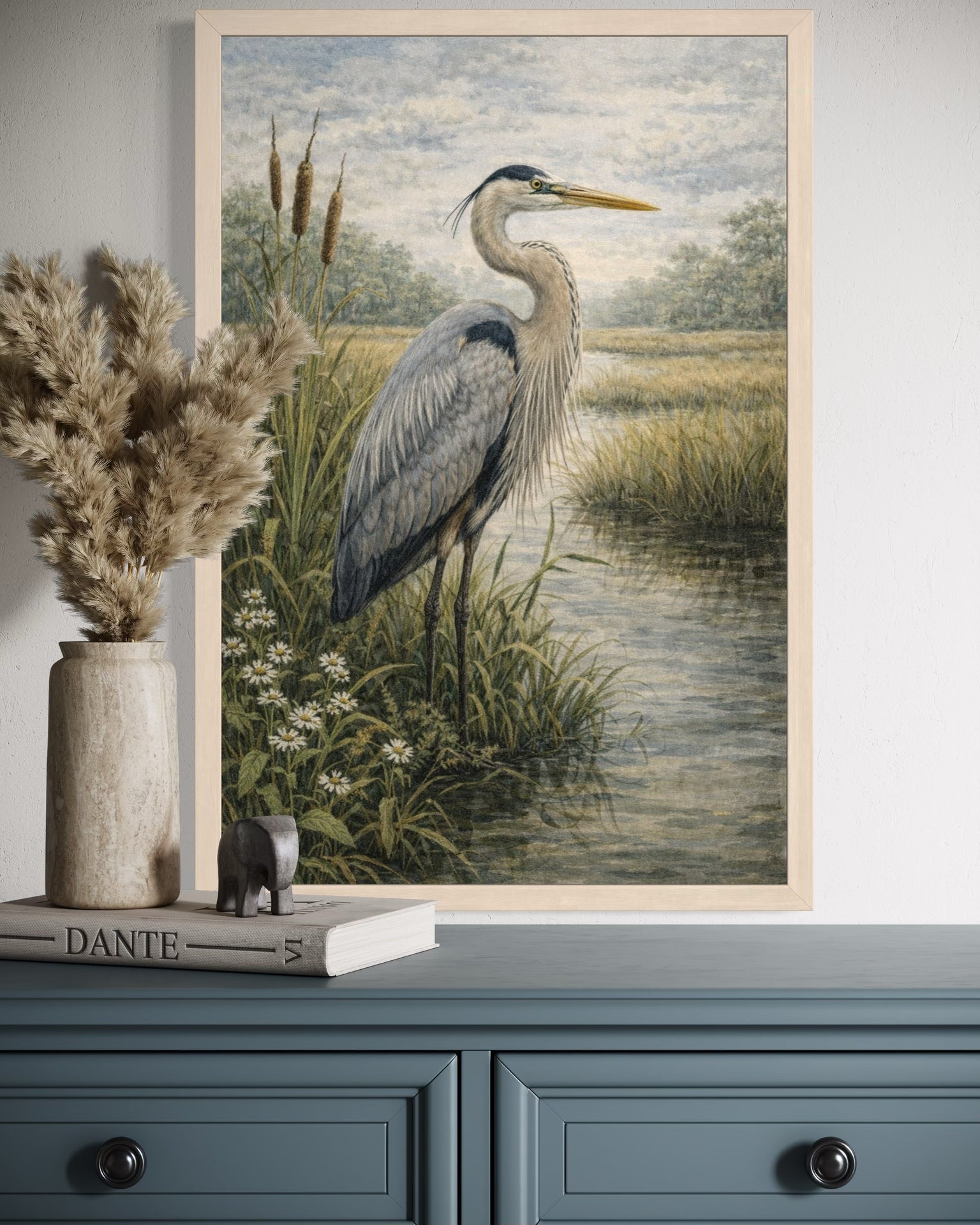 Marshside Sentinel | Great Blue Heron Wall Art Print | Lowcountry Coastal Bird Artwork