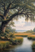 Oak Marsh | Lowcountry Wall Art Print | Live Oak and Marsh Creek Landscape Artwork