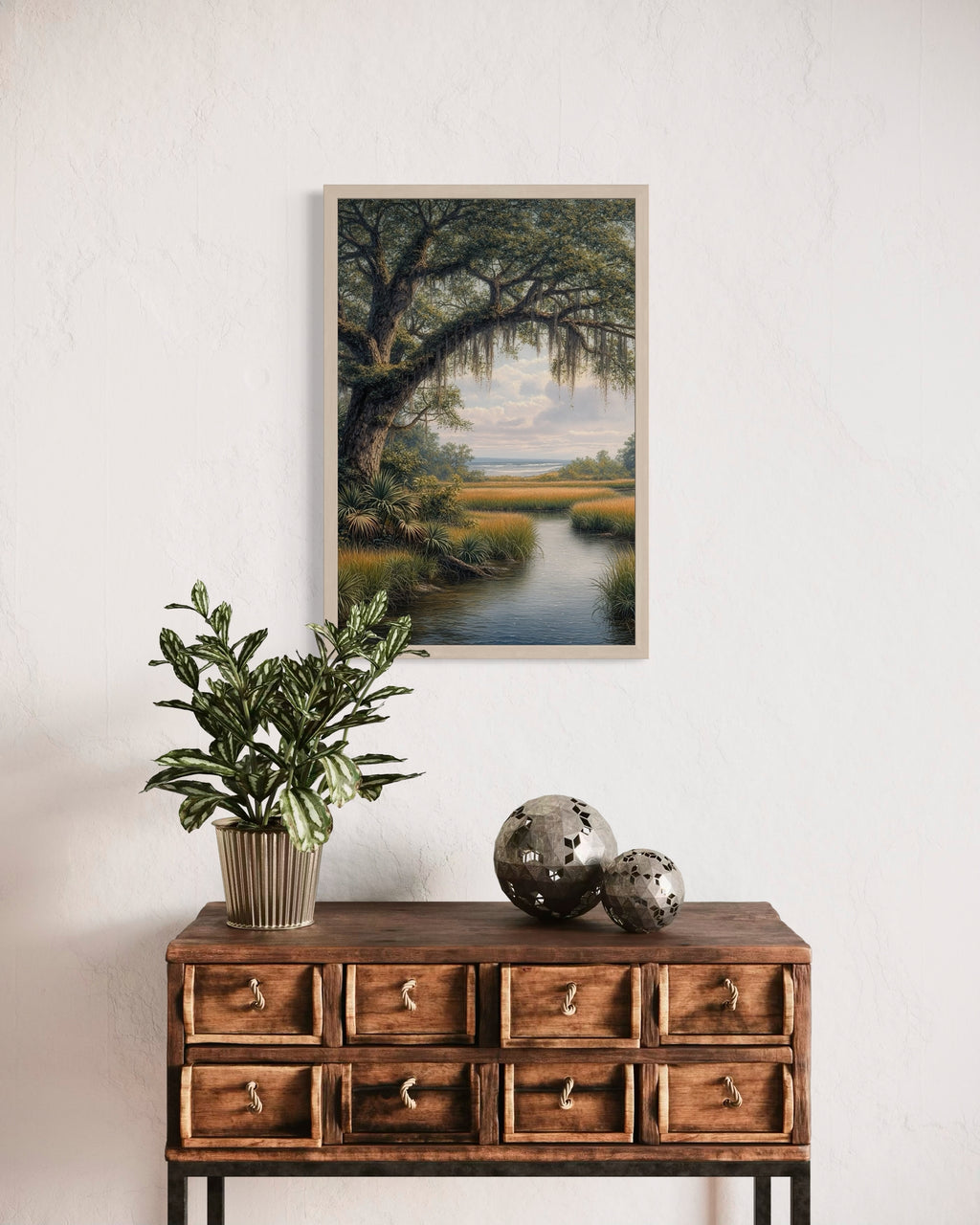 Oak Marsh | Lowcountry Wall Art Print | Live Oak and Marsh Creek Landscape Artwork