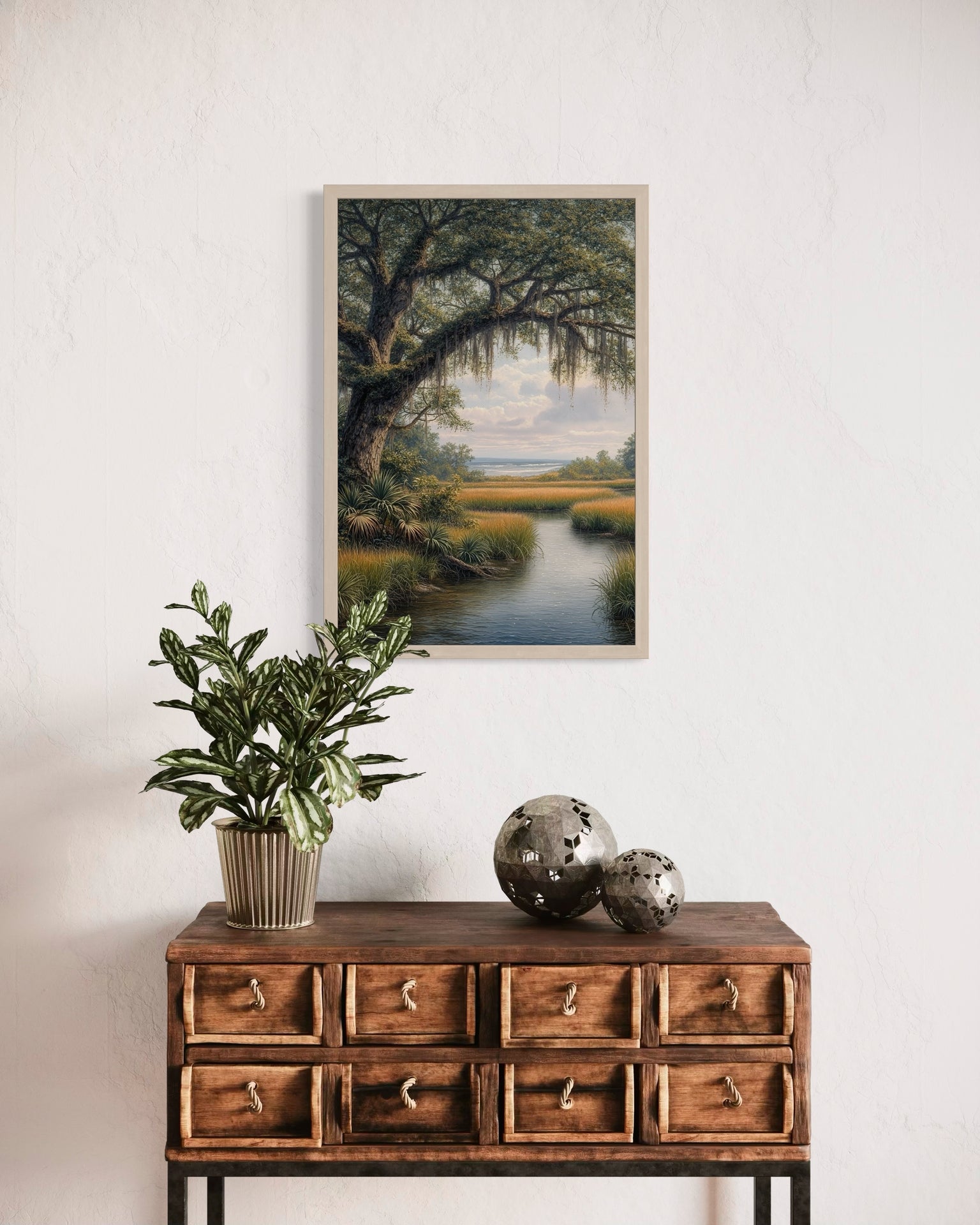 Oak Marsh | Lowcountry Wall Art Print | Live Oak and Marsh Creek Landscape Artwork