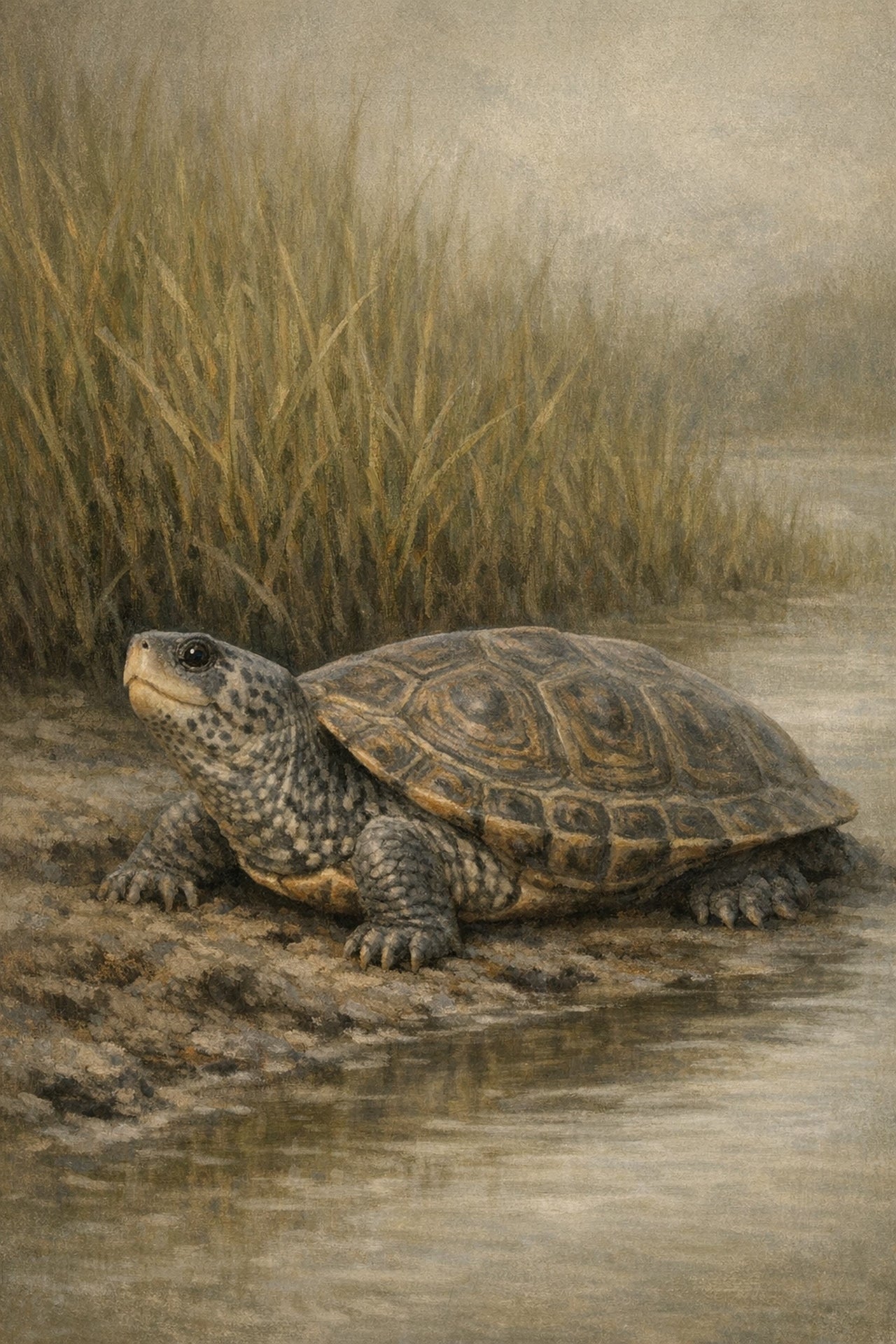 Diamondback Terrapin Wall Art | Lowcountry Marsh Wildlife Print | South Carolina Naturalist Artwork