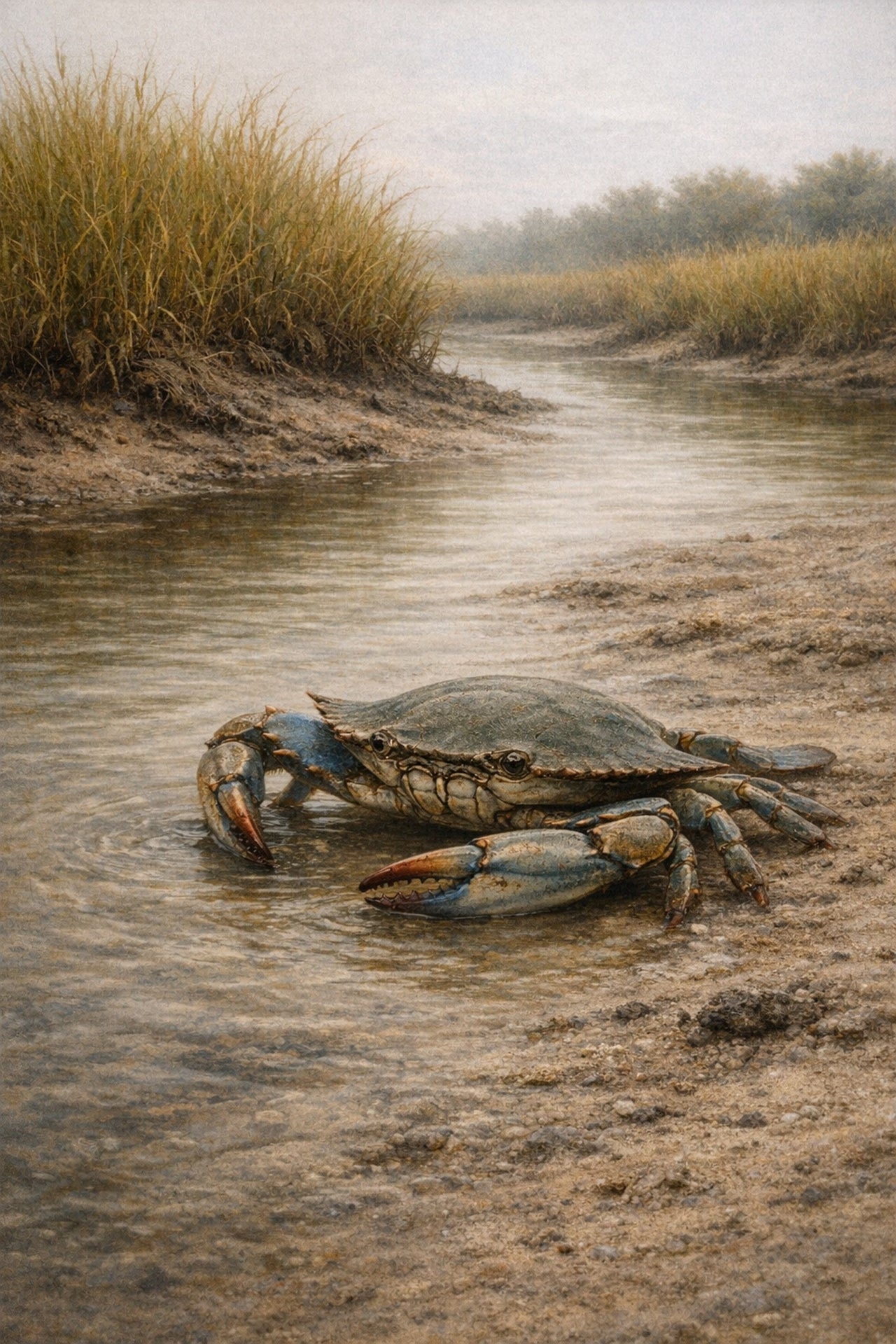 Blue Crab Wall Art | Lowcountry Marsh Wildlife Print | South Carolina Coastal Artwork