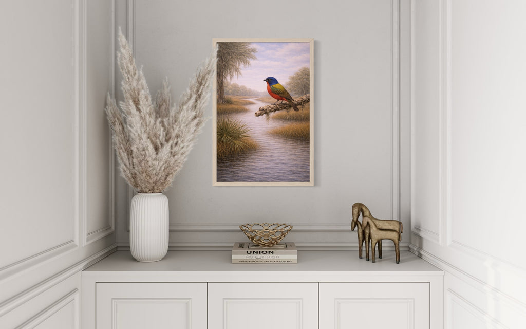Painted Bunting Wall Art | Colorful Songbird Print | Lowcountry Wildlife Artwork