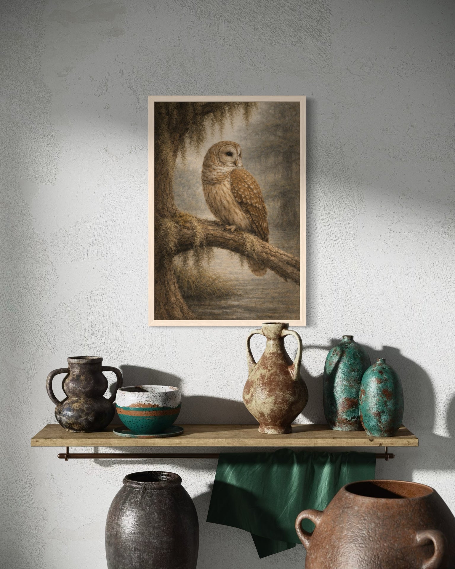 Barred Owl Wall Art | Lowcountry Swamp Wildlife Print | South Carolina Naturalist Artwork