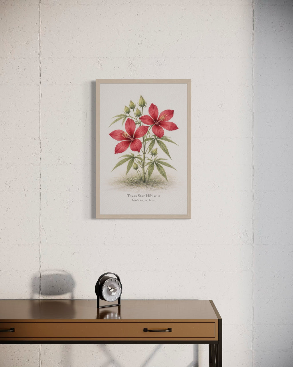 Texas Star Hibiscus Botanical Print | Coastal Wetland Flower Wall Art