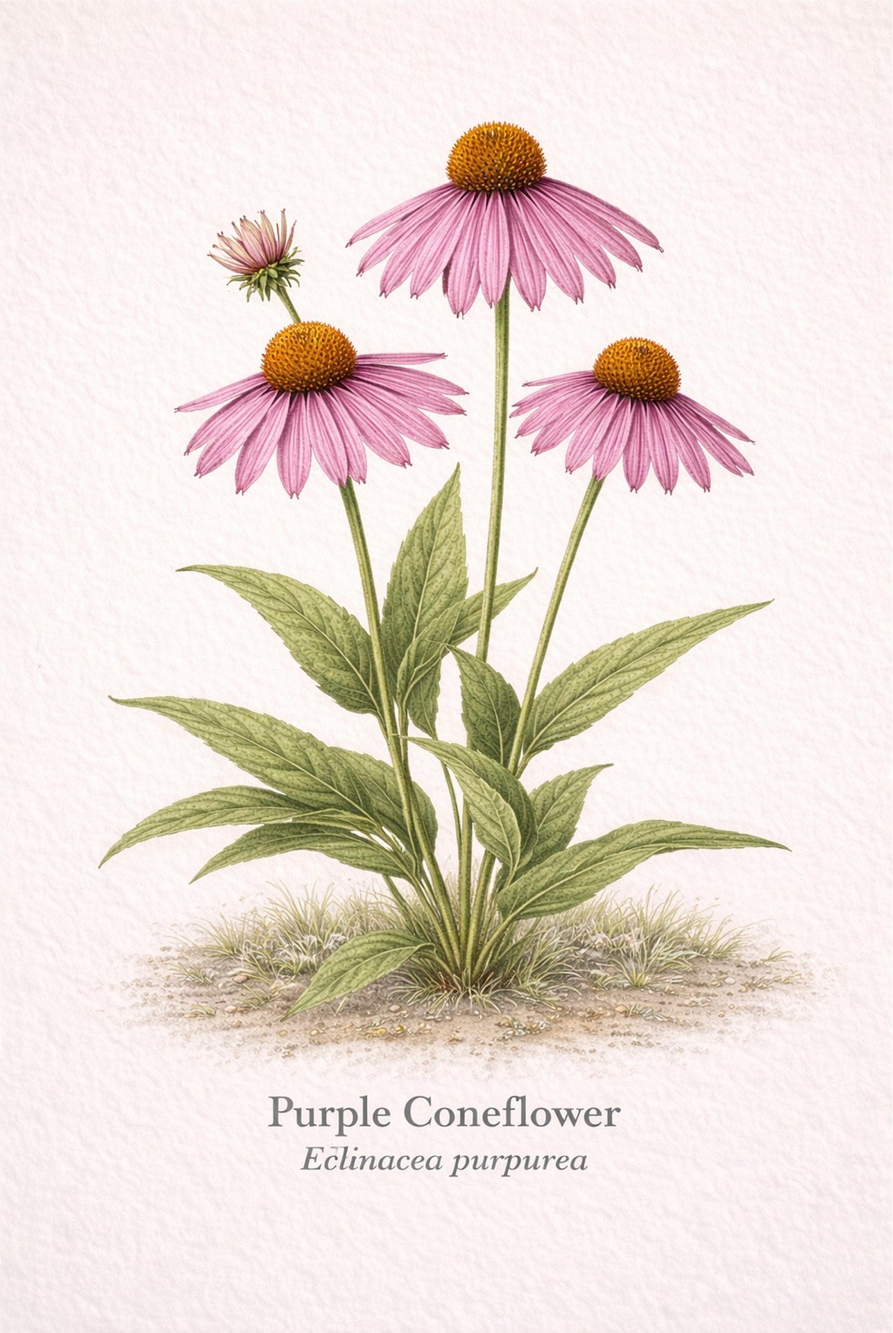 Purple Coneflower Botanical Print | Echinacea purpurea Naturalist Wall Art