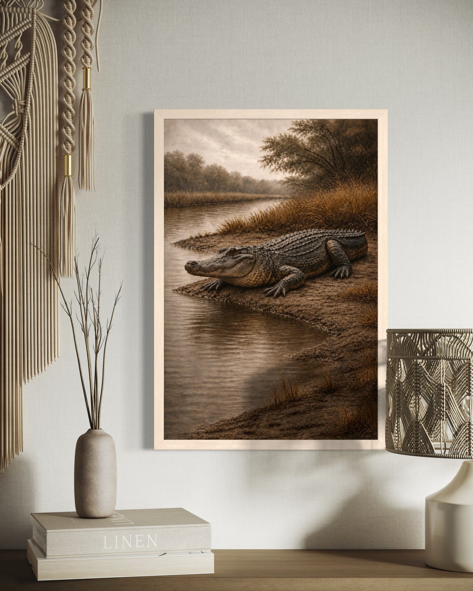 American Alligator Wall Art | Lowcountry Marsh Wildlife Print | South Carolina Naturalist Artwork