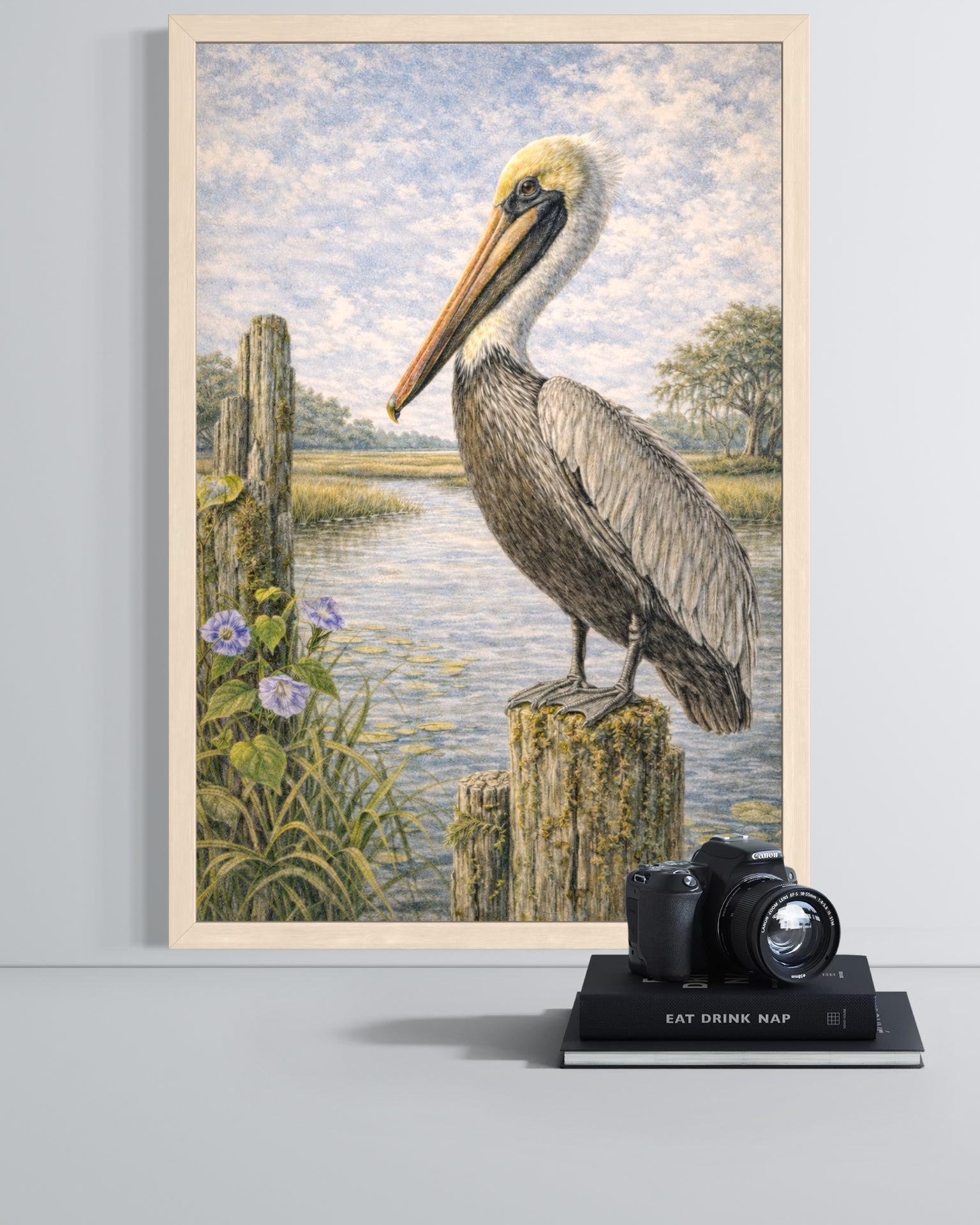 Brown Pelican Wall Art | Lowcountry Coastal Bird Print | South Carolina Naturalist Artwork