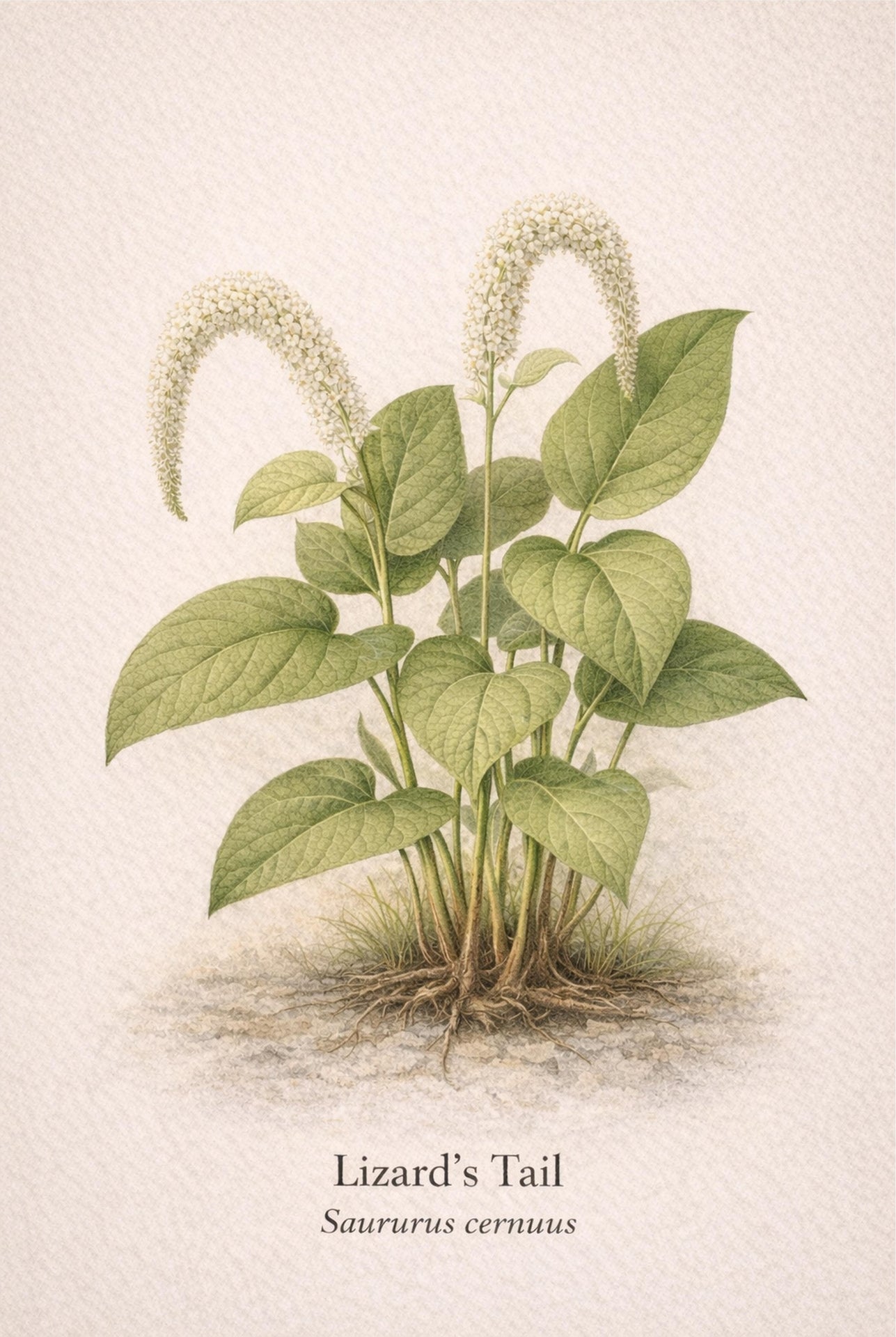 Lizard's Tail Botanical Print | Saururus cernuus Naturalist Wall Art