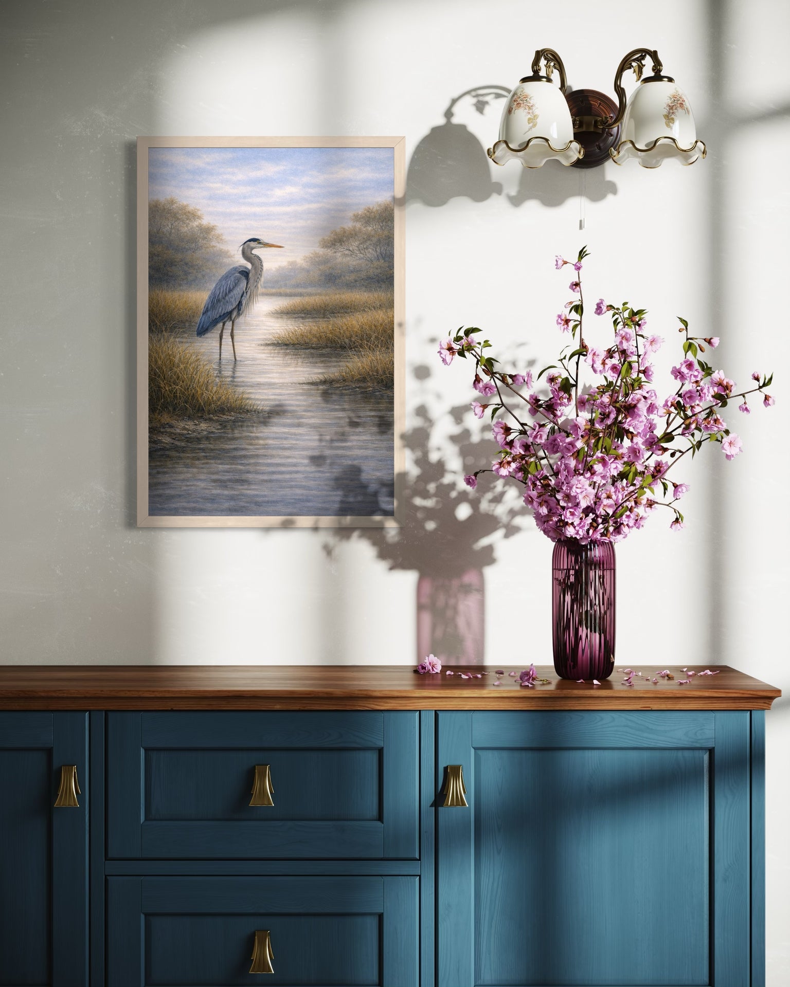 Great Blue Heron Marsh Channel Print | Lowcountry Bird Wall Art