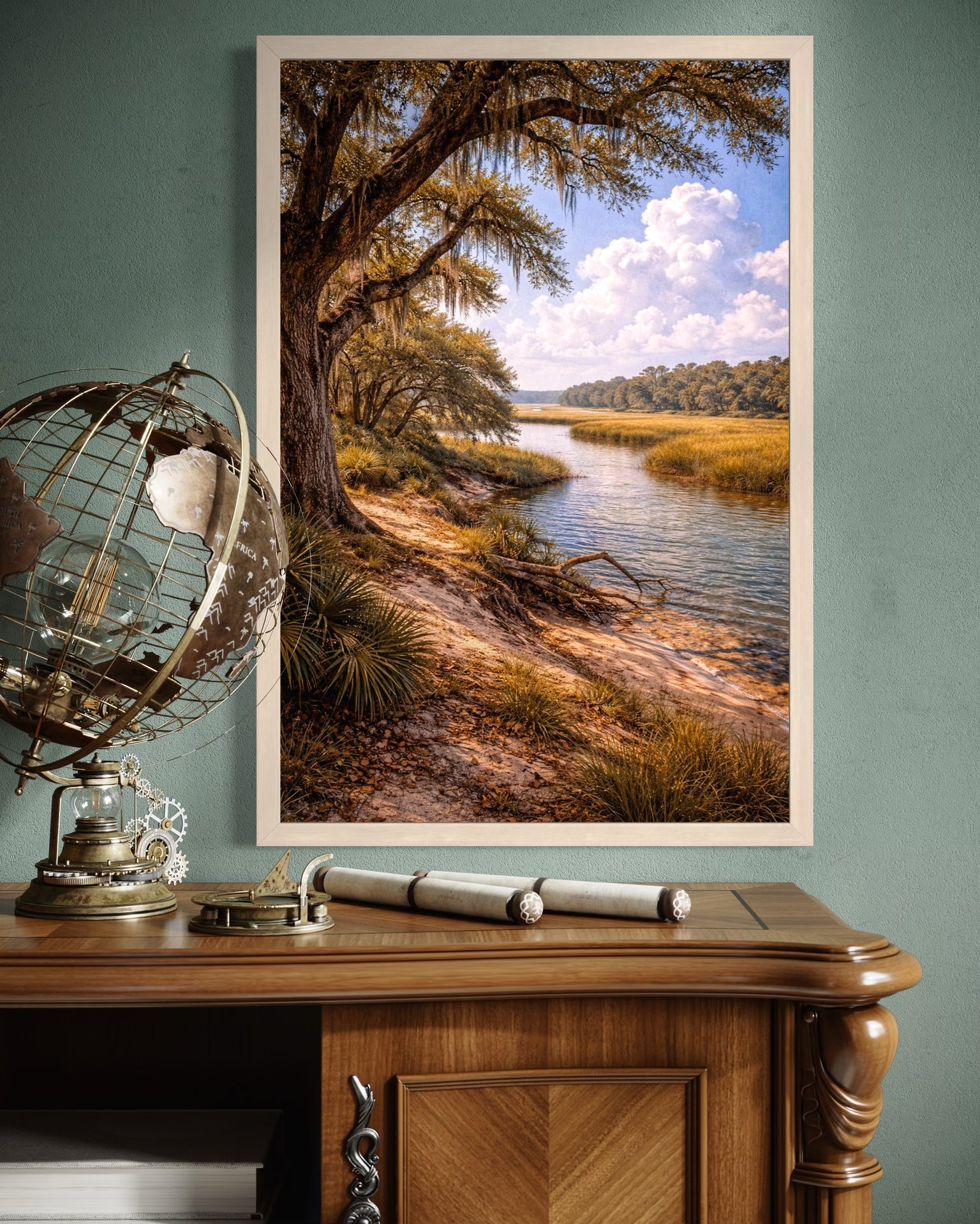 Live Oak Bluff Lowcountry Wall Art Print | Coastal Marsh Landscape Artwork