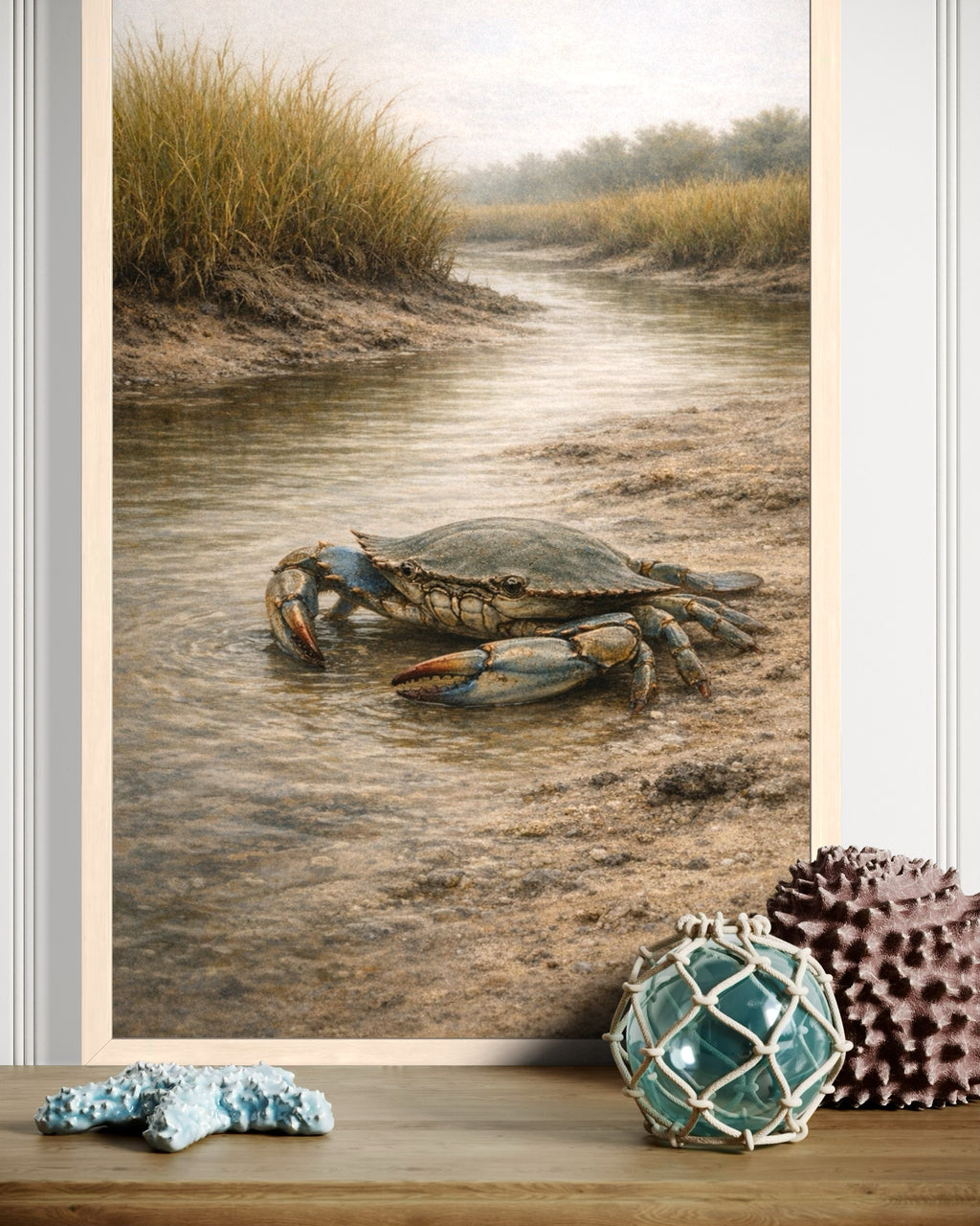 Blue Crab Wall Art | Lowcountry Marsh Wildlife Print | South Carolina Coastal Artwork