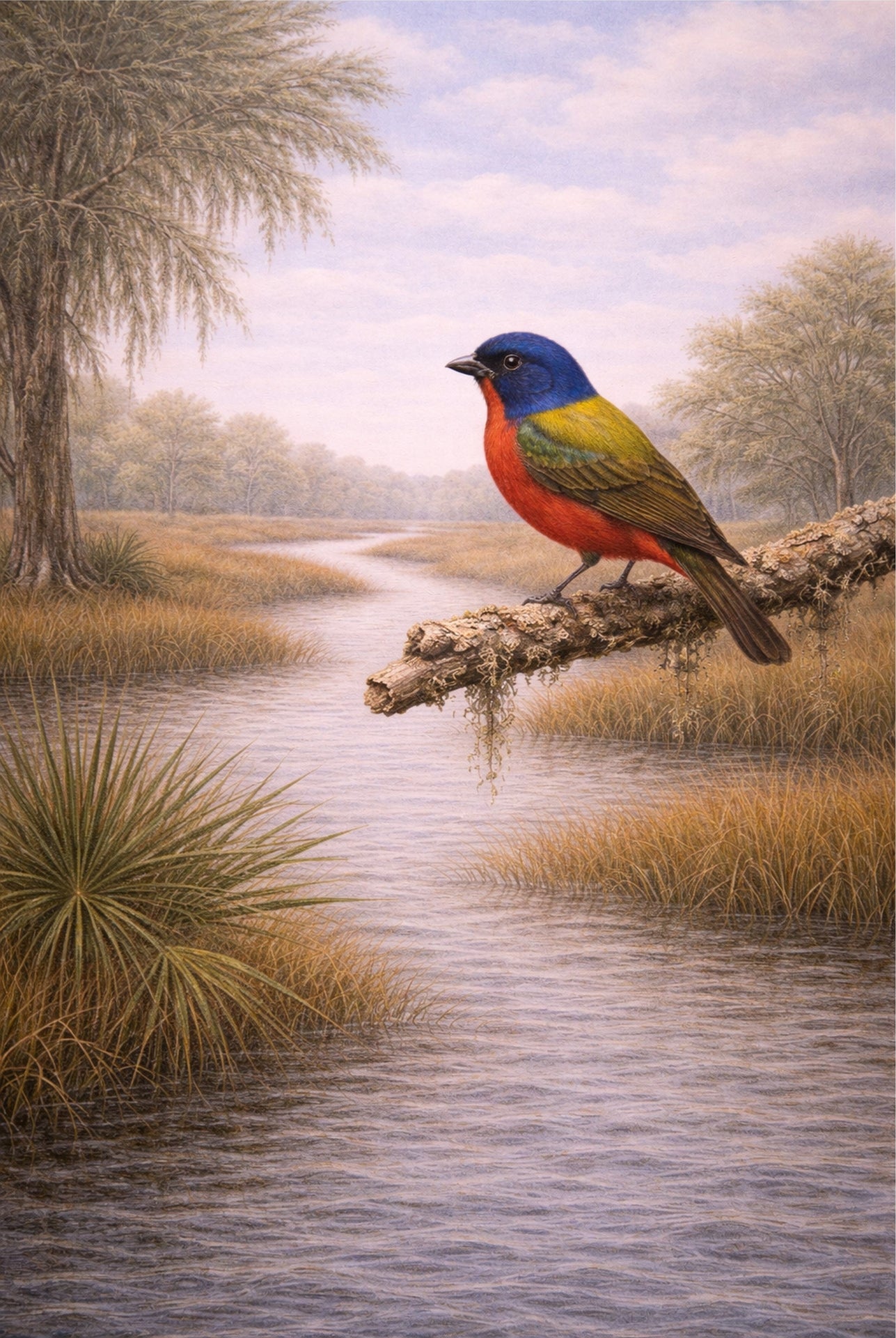 Painted Bunting Wall Art | Colorful Songbird Print | Lowcountry Wildlife Artwork