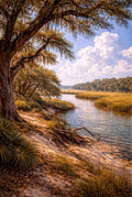 Live Oak Bluff Lowcountry Wall Art Print | Coastal Marsh Landscape Artwork