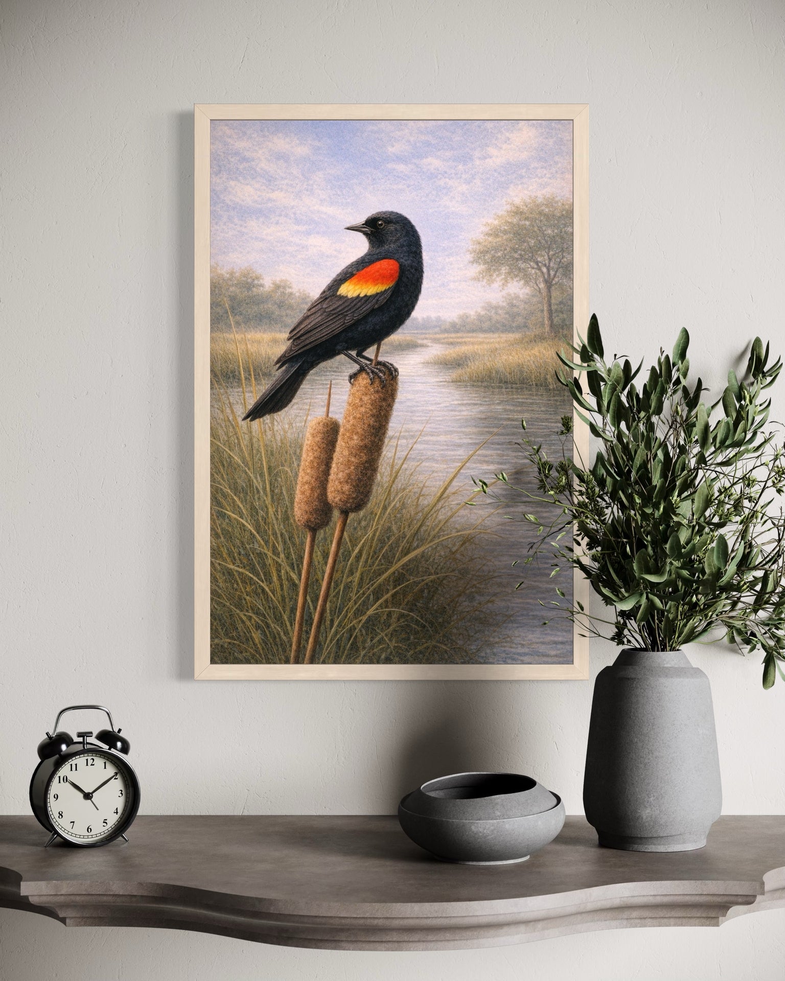 Red-winged Blackbird Wall Art | Lowcountry Marsh Bird Print